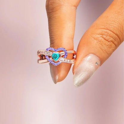 [⚡25% OFF] Suicide Prevention Awareness-Teal And Purple Heart Ring