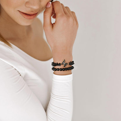 For Memorial-Butterflies are sent from  heaven above Double-layer crystal butterfly bracelet