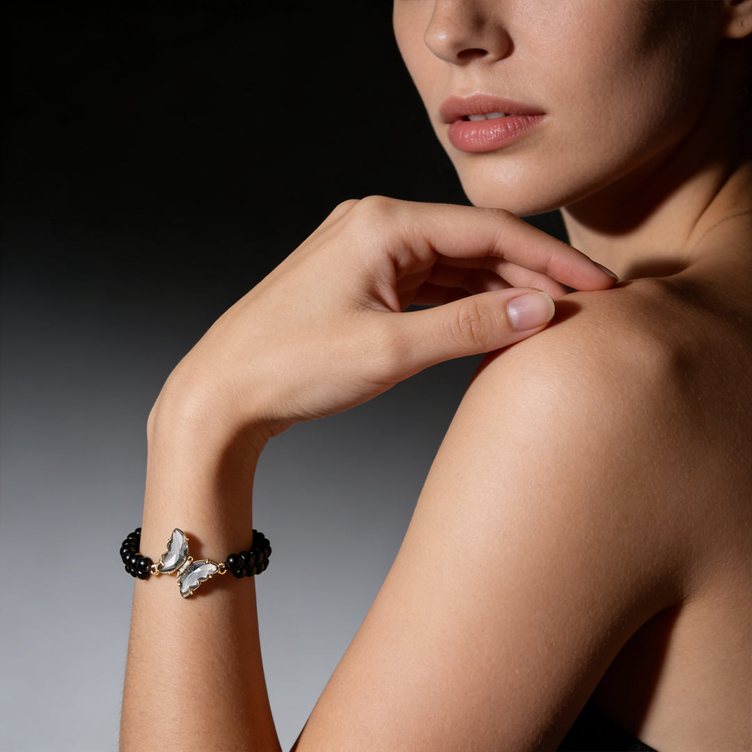 For Memory-Crystal Butterfly Woven Bracelet