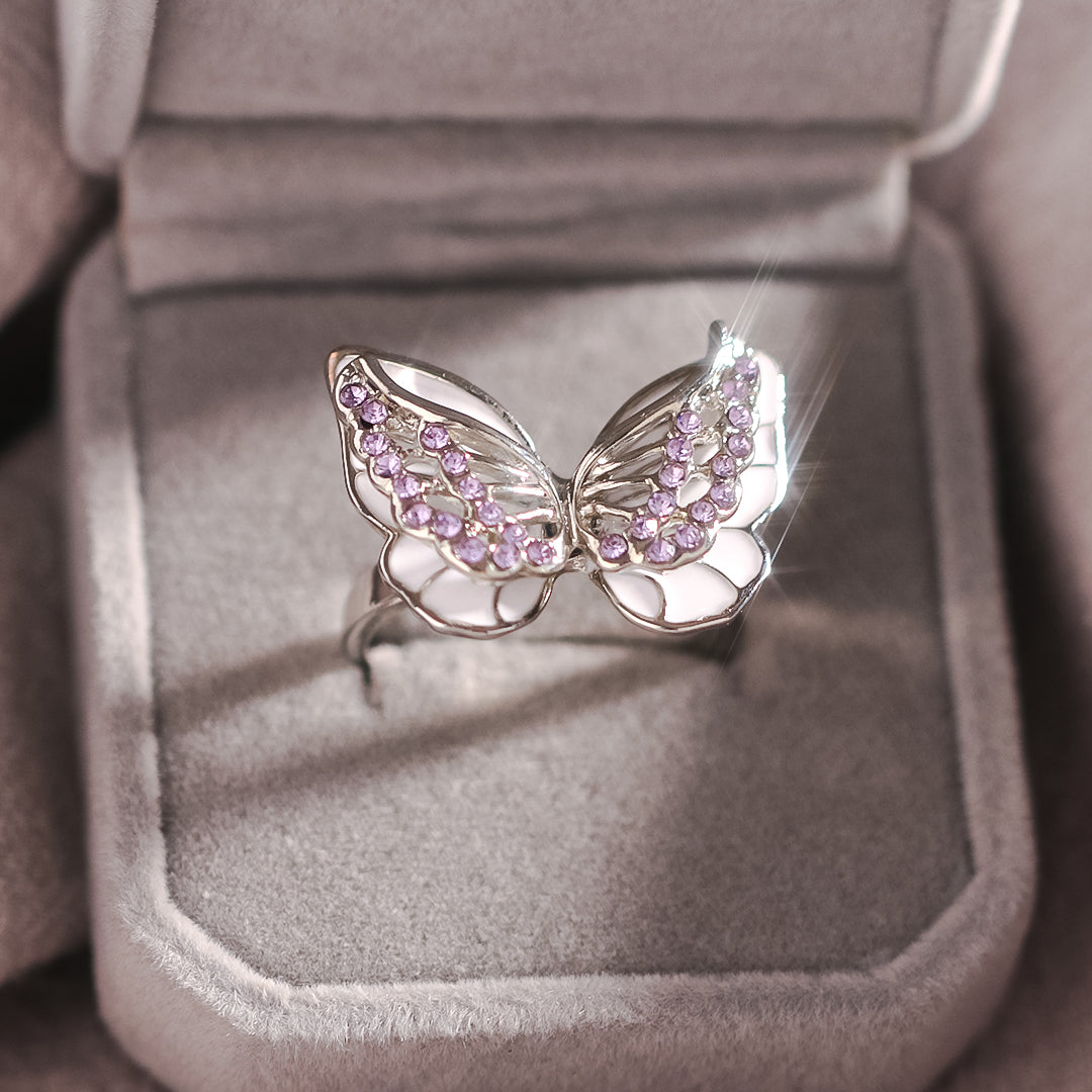 For Memorial - Diamond Double Butterfly Ring