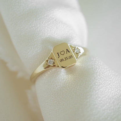 For Memorial - Custom Initial & Special Date Ring