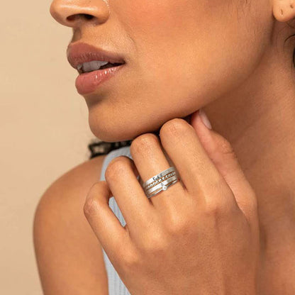 S925 Fuck It Stacked Ring - 4 Rings Set