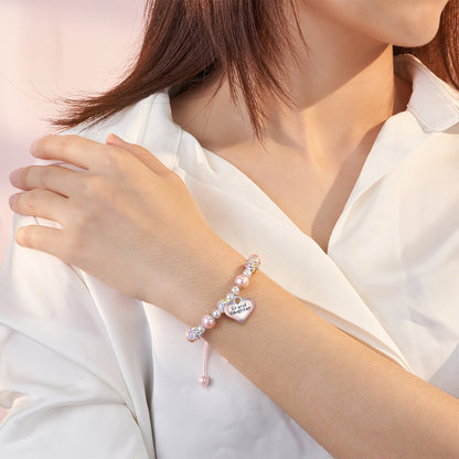 For Granddaughter - Always Keep Me In Your Heart For You Are Always In Mine Heart-shaped Pendant Pearl Bracelet