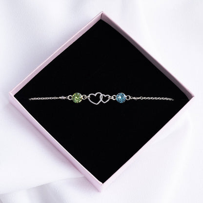 For Friend - Thanks For Coming Into My Life Double Heart Custom Birthstone Bracelet