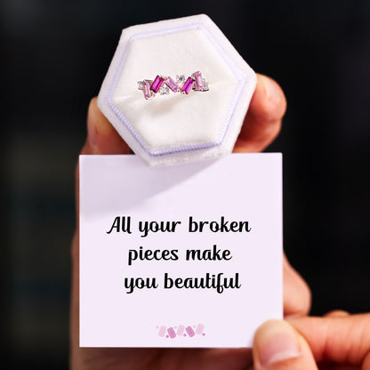Fuck Perfection Engraved Pink Cubic Zirconia Ring