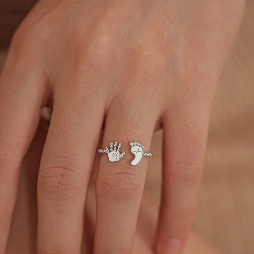 For Mother - S925 You Are Going to Make a Wonderful Mama Baby Palm and Feet Ring