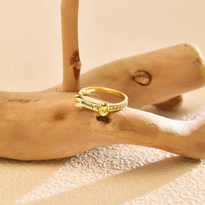 Personalized Dog Bone Shaped Ring
