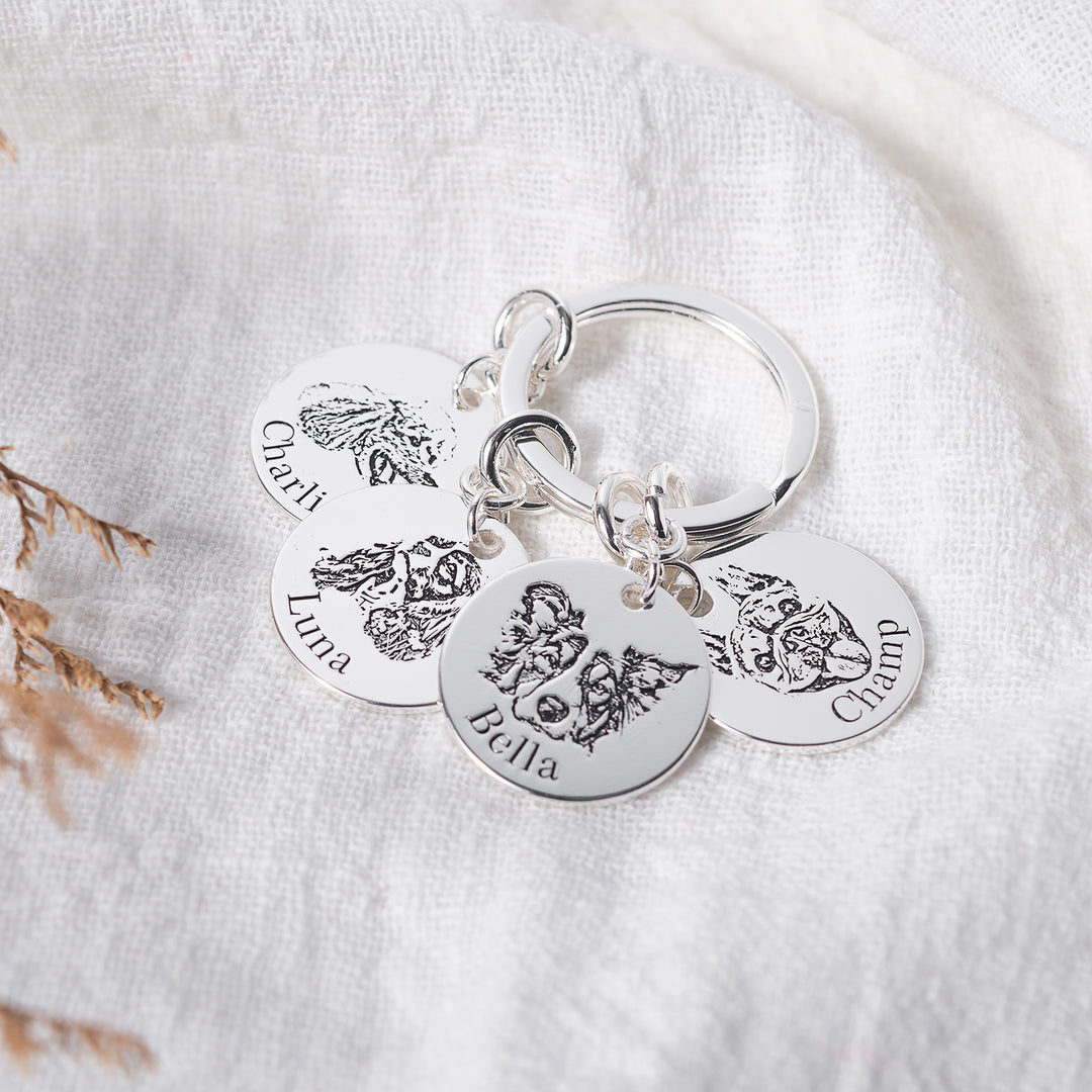 Custom Pet Face Portrait Keychain