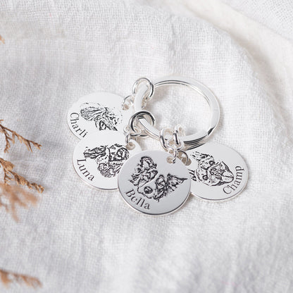 Custom Pet Face Portrait Keychain