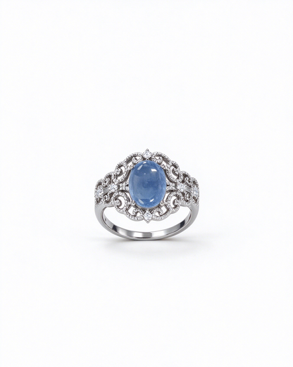S925 Adjustable Aquamarine Ring | Cervical Cancer Awareness Jewelry, Teal Ribbon Symbol Gift
