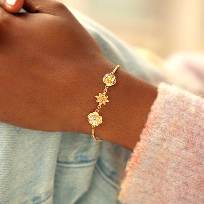 For Mother- 1-10 Three-Dimensional Custom Birth Flowers Bracelet