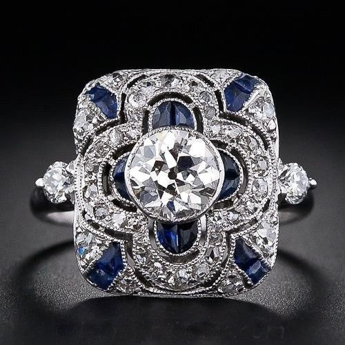 White Diamond Blue Drip Oil Ring