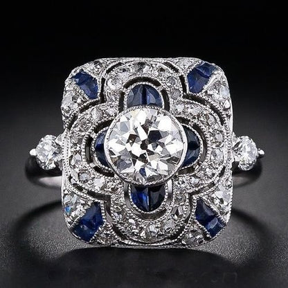 White Diamond Blue Drip Oil Ring