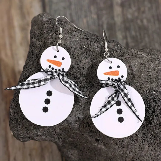 Vintage Style Christmas Snowman Dangle Earrings
