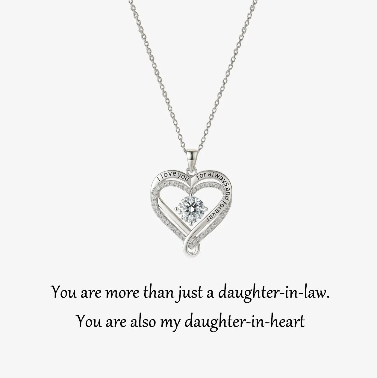For Daughter - You are also my daughter-in-heart Engraved Heart Necklace