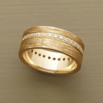 Brushed Wide Edged Inlaid Ring