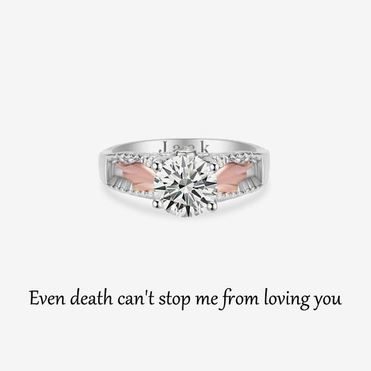 For Memorial - Even Death Can't Stop Me From Loving Him Wings Name Custom Ring