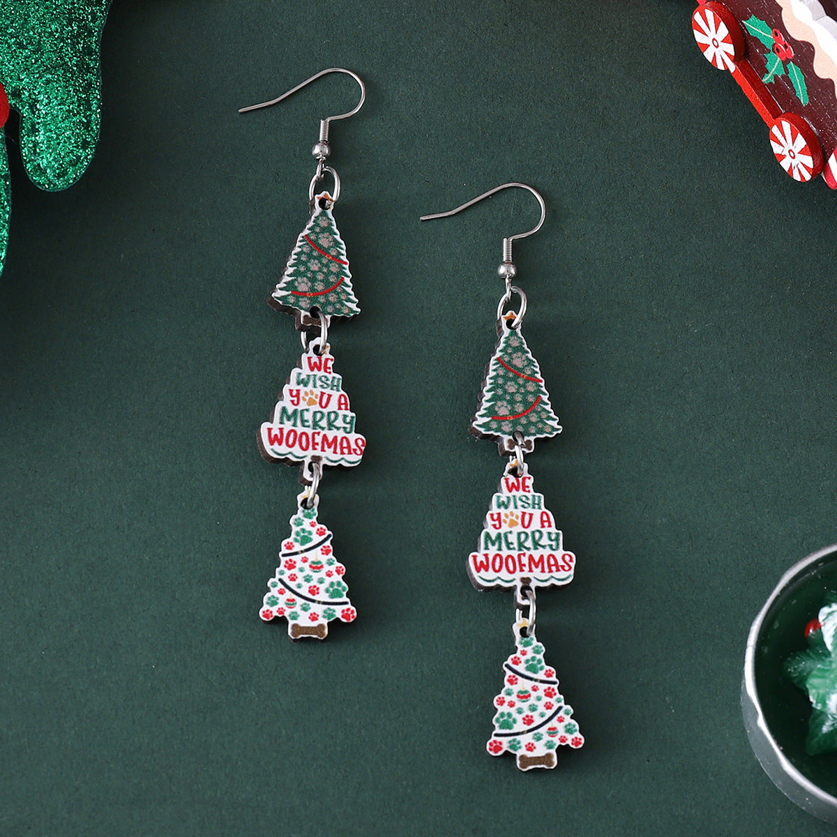 Christmas Tree Snowflake Earrings