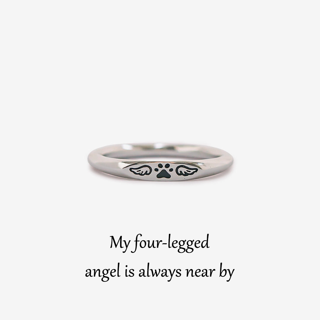 [⚡38% OFF] FOR MEMORIAL - My Four-legged Angel is Always Near By Tiny Paw With Wings Ring