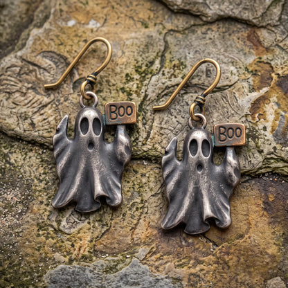 Vintage Ghost BOO Halloween Dangle Earrings