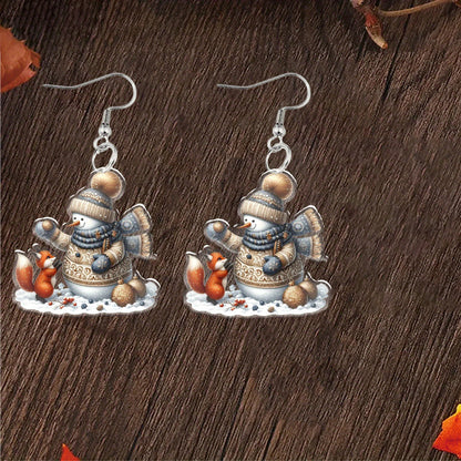 Christmas Cute Snowman & Fox Earrings