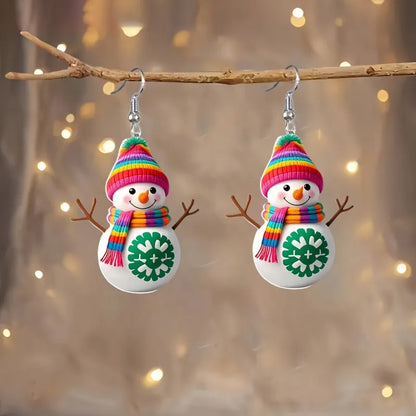 Christmas Cute Snowman Design AcrylicEarrings