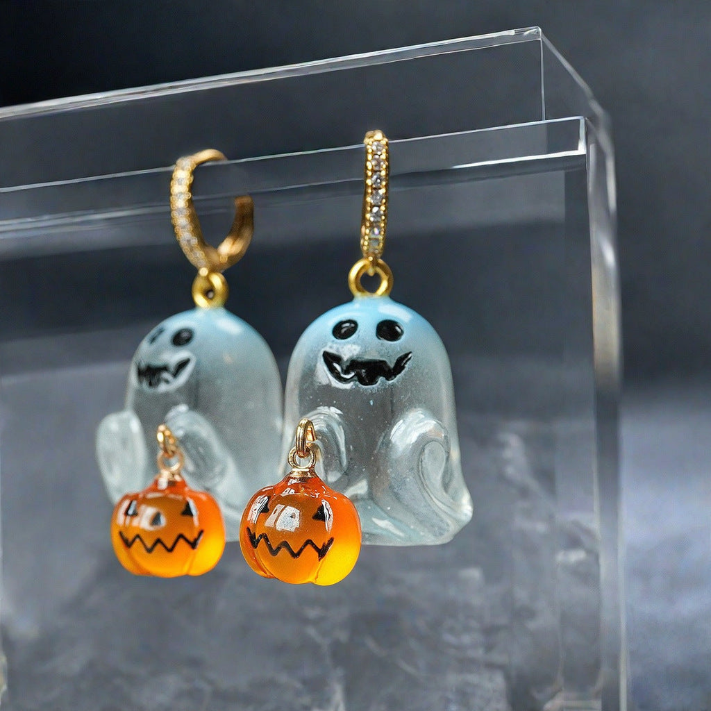 Halloween Ghost Pumpkin Earrings