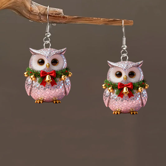 Christmas Acrylic Owl Earrings