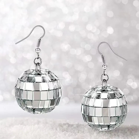 Vintage Silver Christmas Orb Earrings