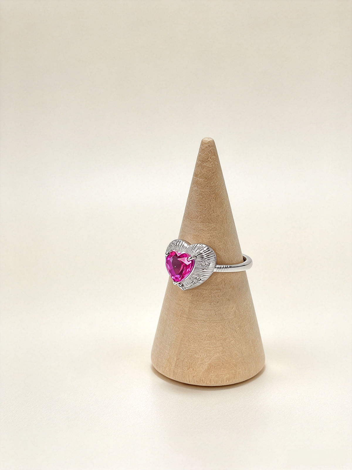 Natural Pink Topaz Heart Ring, Vintage S925 Dainty Pink Topaz Ring for Women