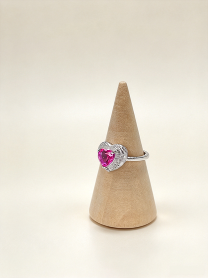 Natural Pink Topaz Heart Ring, Vintage S925 Dainty Pink Topaz Ring for Women