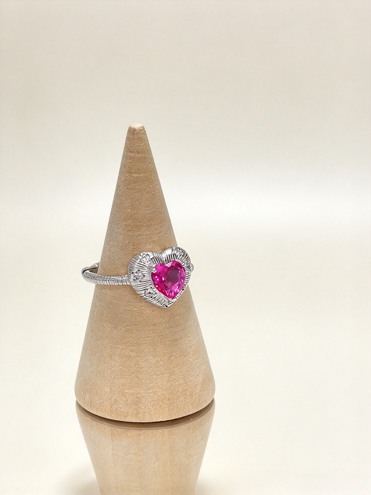 Natural Pink Topaz Heart Ring, Vintage S925 Dainty Pink Topaz Ring for Women