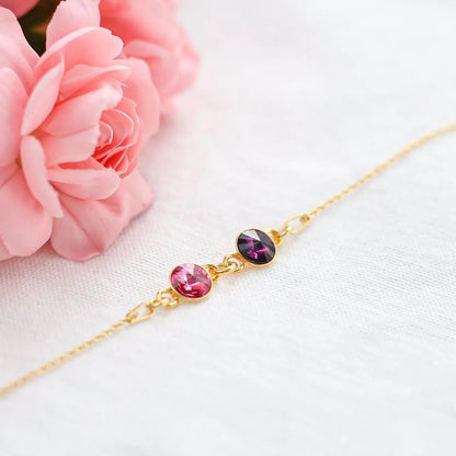 Aunt and Niece Forever Linked Together Custom Birthstones Bracelet