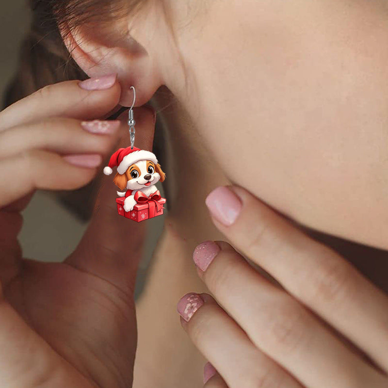 Happy Christmas Dog Earrings