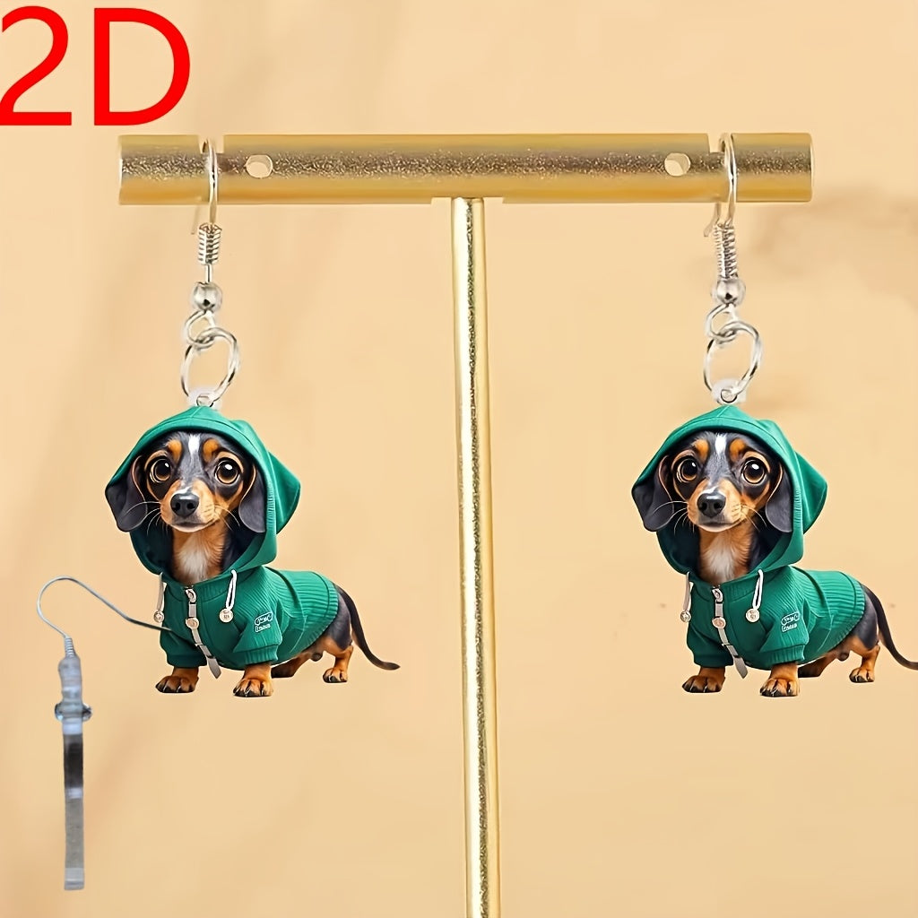 Cute Durable AcrylicDachshund Dog Earrings