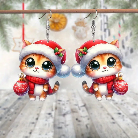Christmas Cat Earrings