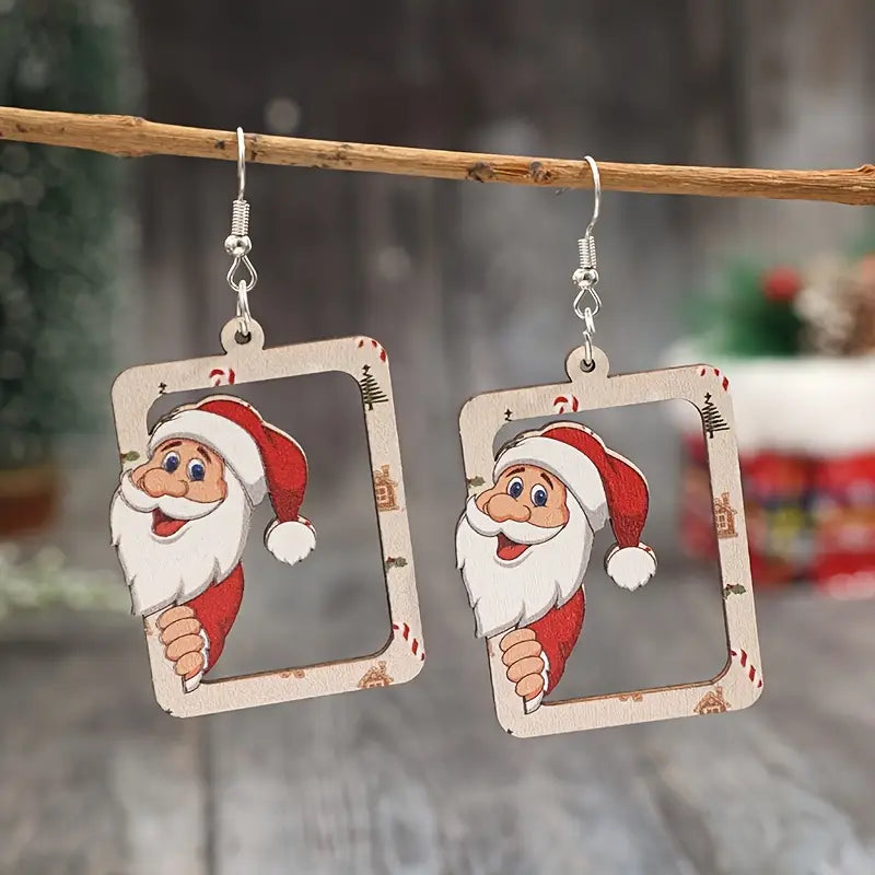 Christmas Santa Claus Framed Earrings