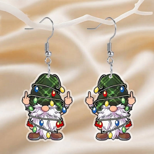 Vintage Christmas Rebellious Gnome Drop Earrings