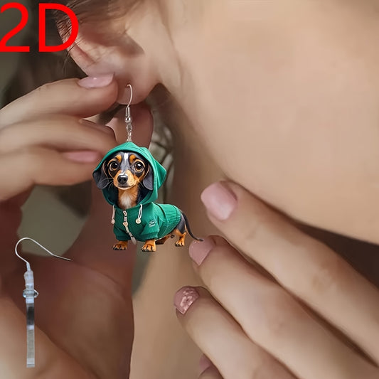 Cute Durable Acrylic Dachshund Dog Earrings