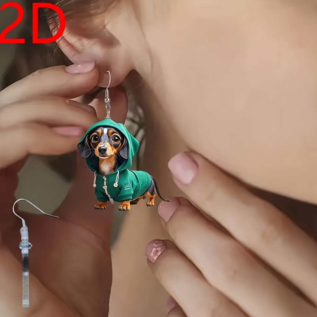Cute Durable AcrylicDachshund Dog Earrings