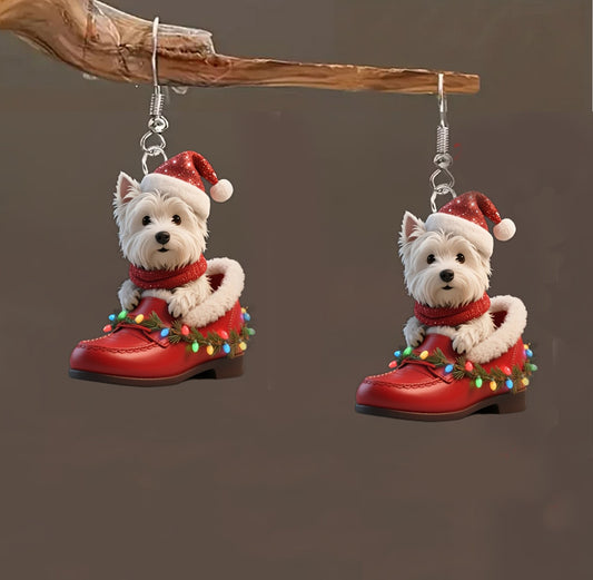 Christmas Red Shoes Teddy Earrings