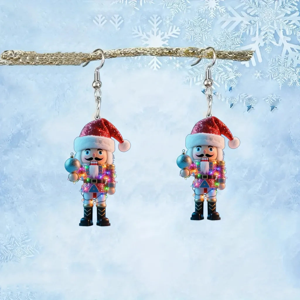 Christmas Nutcracker With Santa Hats Earrings