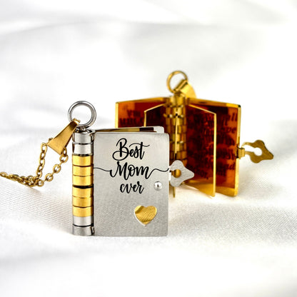 For My Incredible Mom Book Necklace