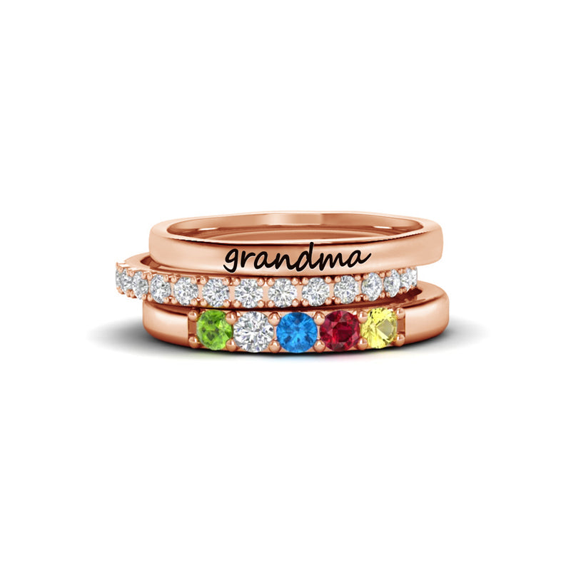 For Grandmother-Custom With Grandkids' Birthstones Grandma's Ring