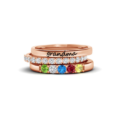 For Grandmother-Custom With Grandkids' Birthstones Grandma's Ring