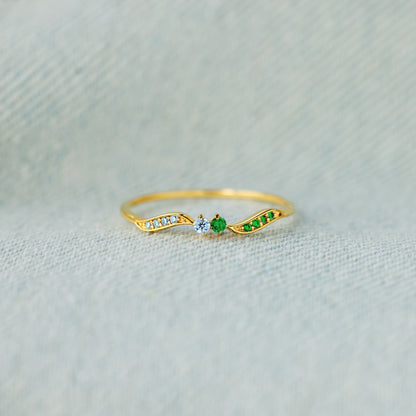 For Love - High Tide Or Low Tide Personalized Double Stone Wavy Ring