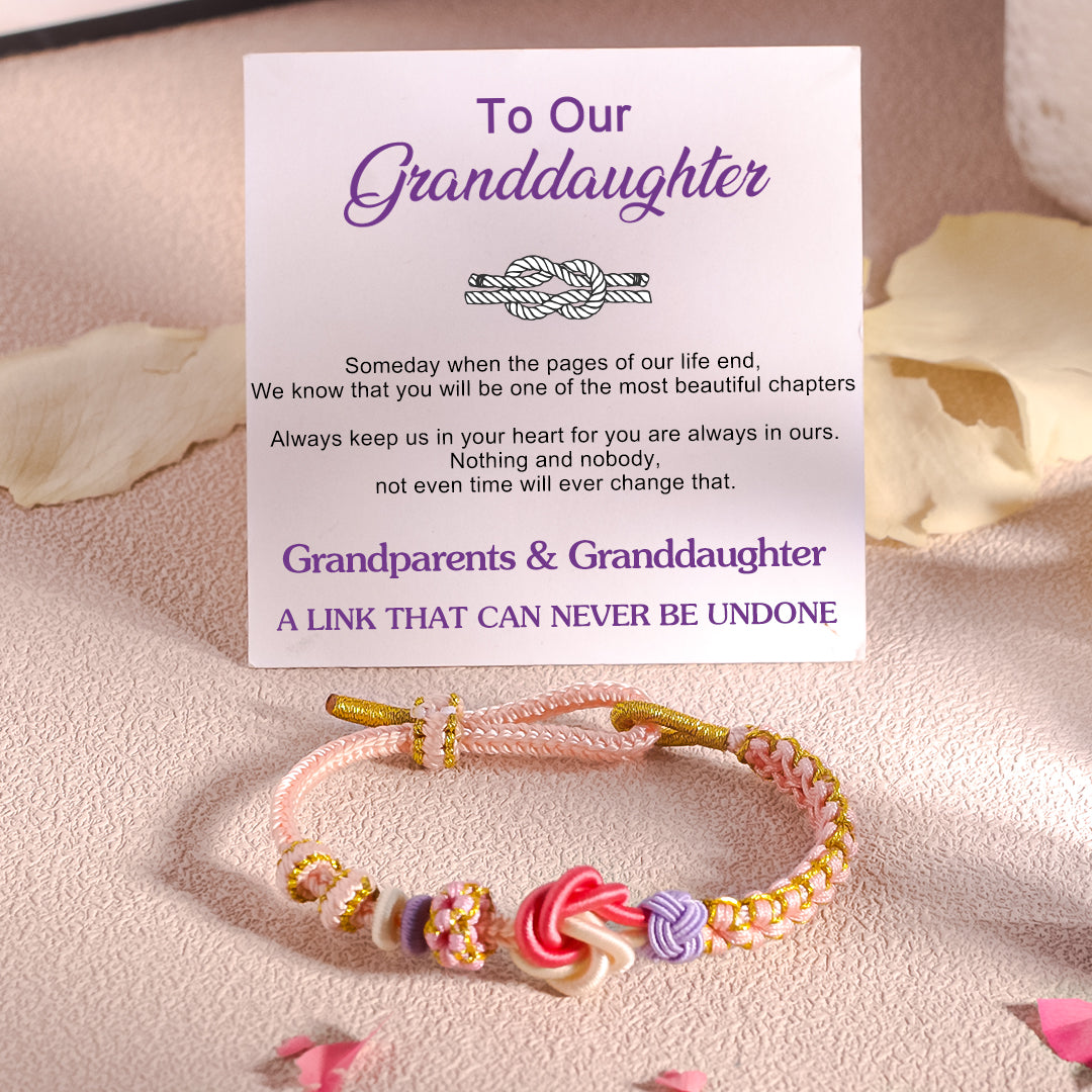 For Granddaughter - A Link That Can Never Be Undone Peach Blossom Knot Bracelet