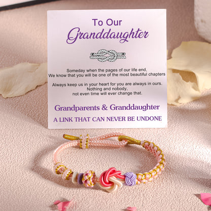 For Granddaughter - A Link That Can Never Be Undone Peach Blossom Knot Bracelet