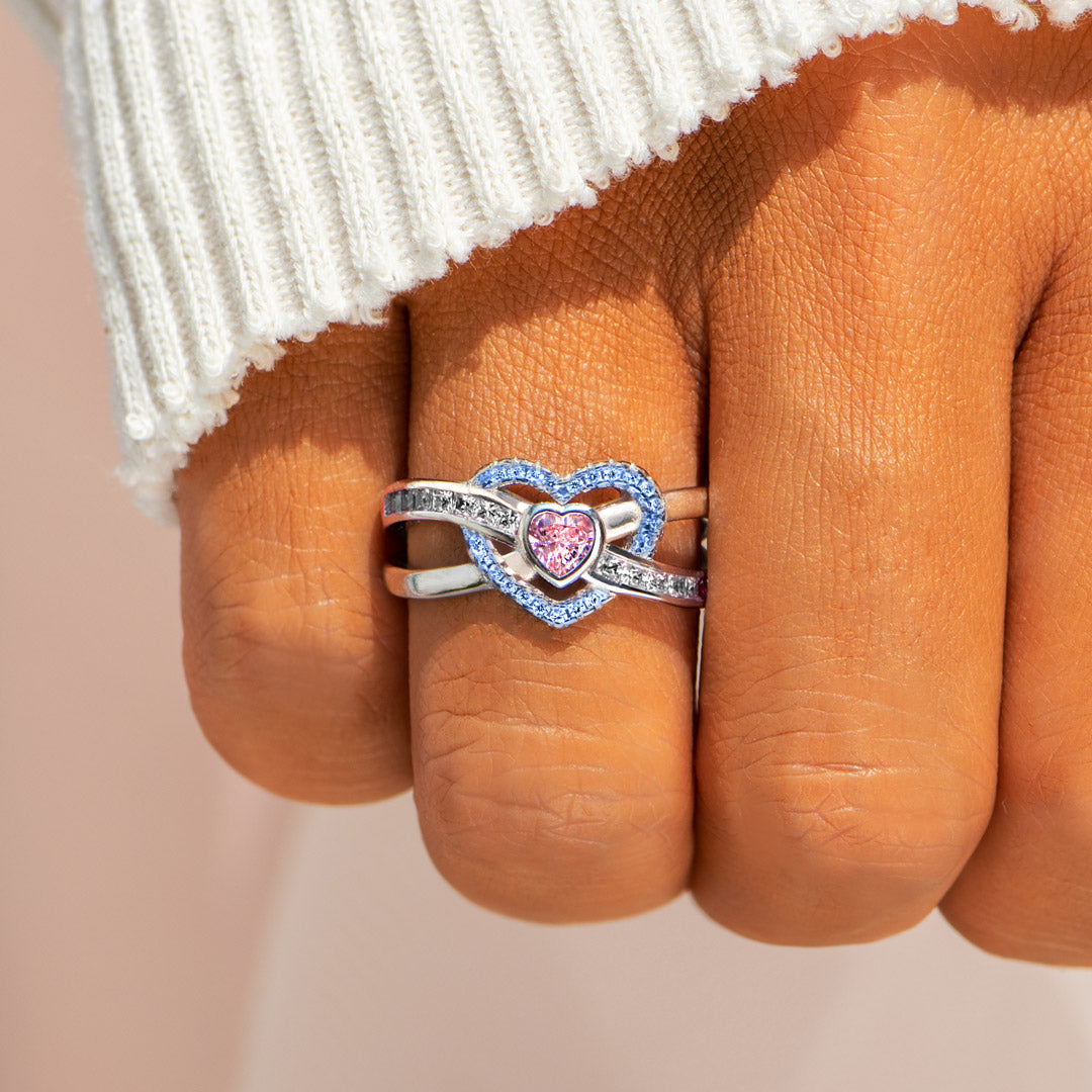S925 Mother & Daughter Forever Linked Together Custom Infinite Love Diamond Ring