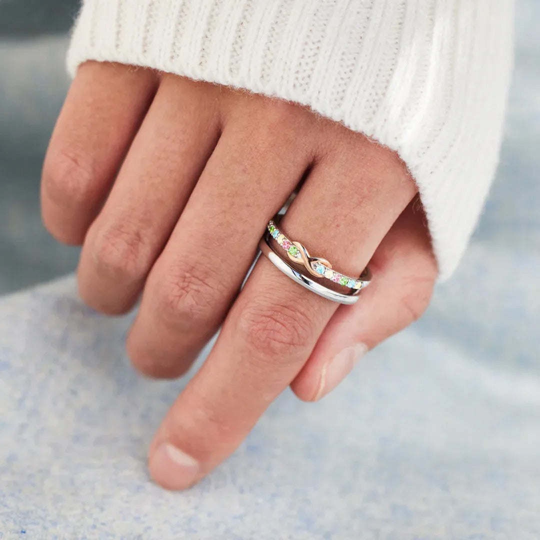 S925 I am Neuro Sparkly Double Layered Infinity Ring